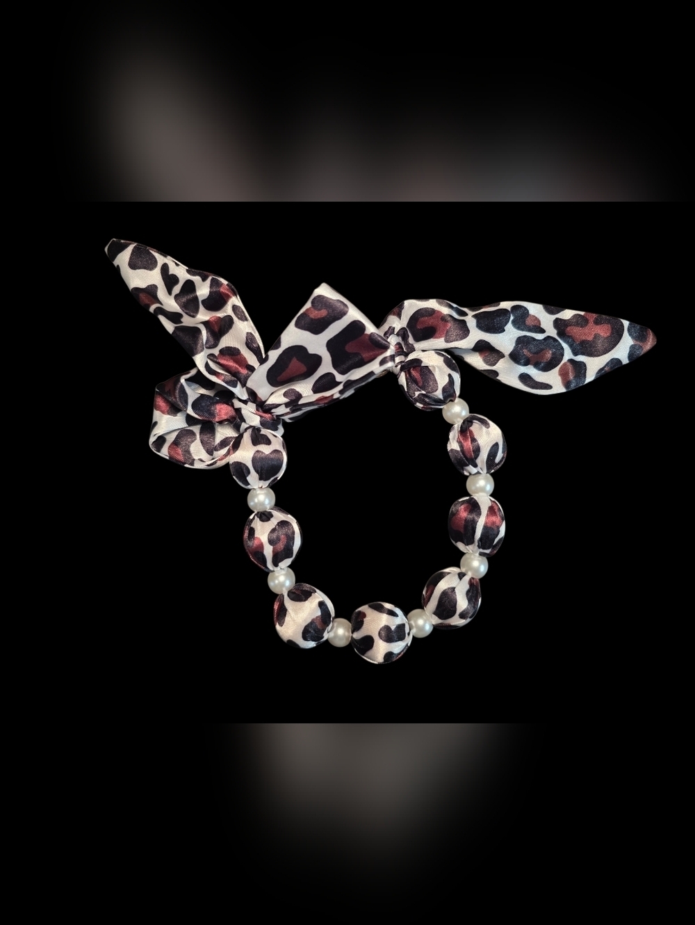 Satin Beaded Ribbon Phone Wristlet Bracelet in Brown And Black